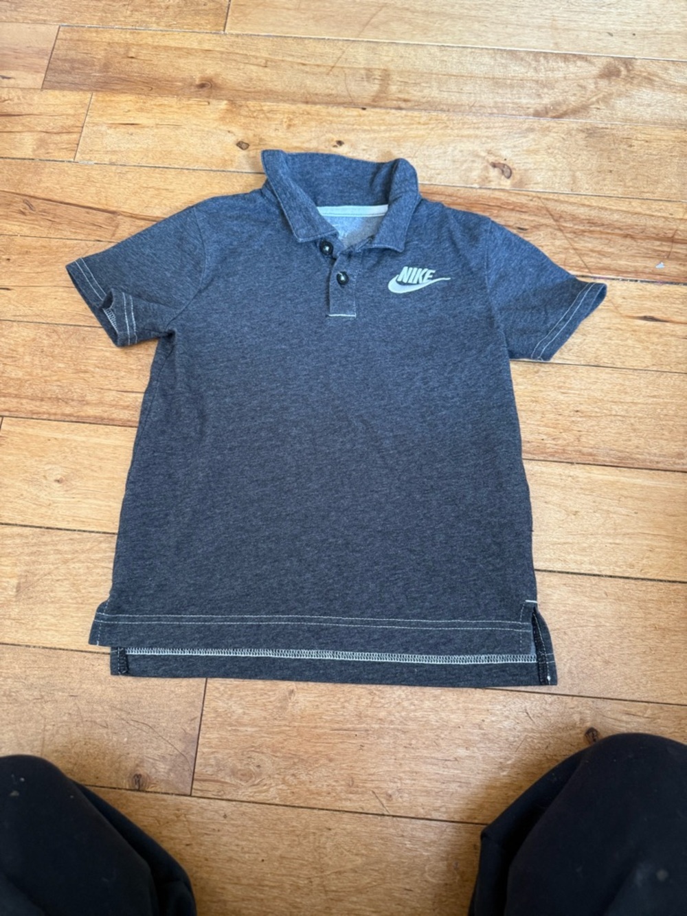 Nike Kids Short Sleeve Polo Shirt - Dark Gray with Mint Logo